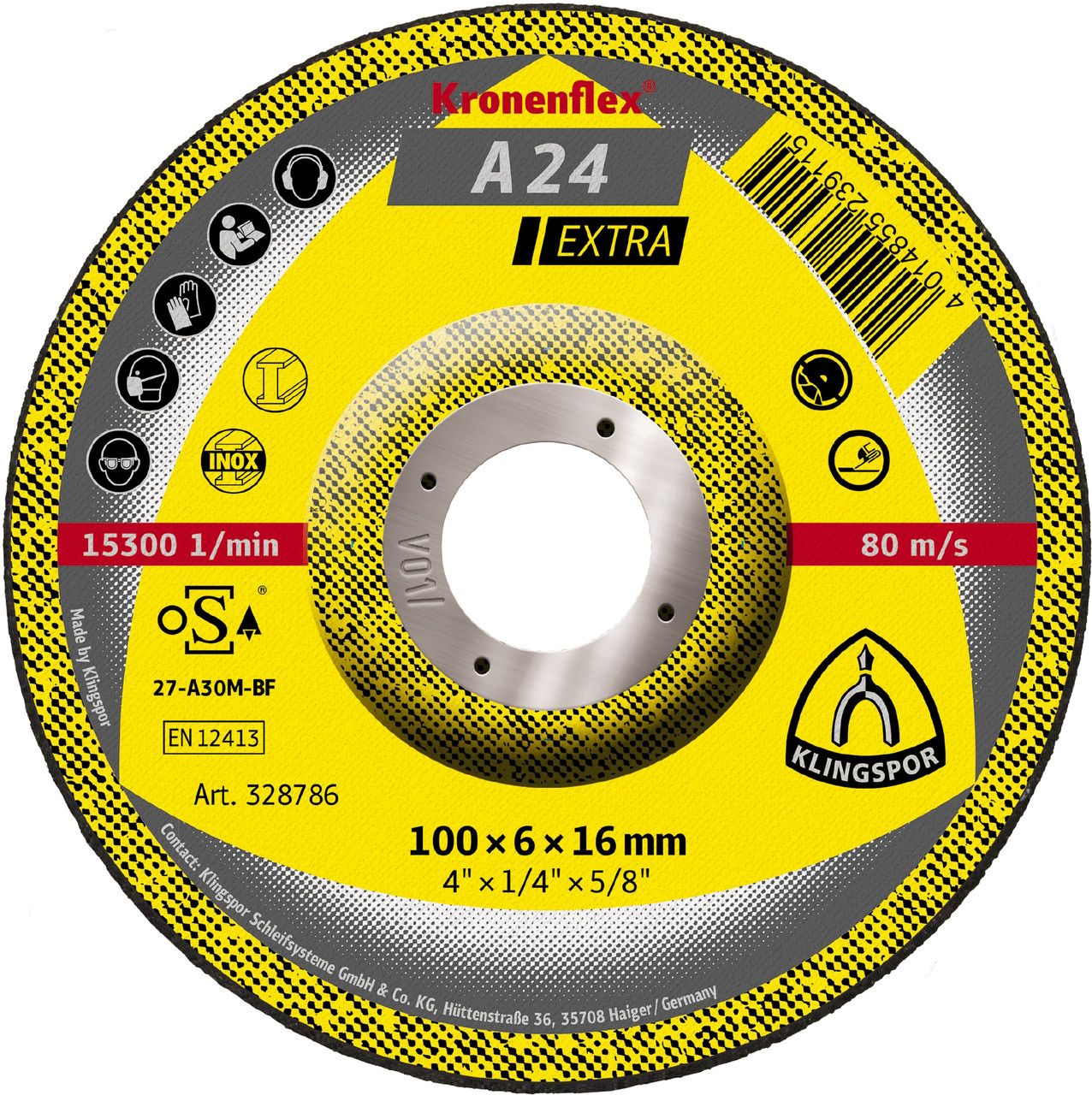 Grinding Disc - (A24) Extra/15300Rpm Medium 100X6X16Mm