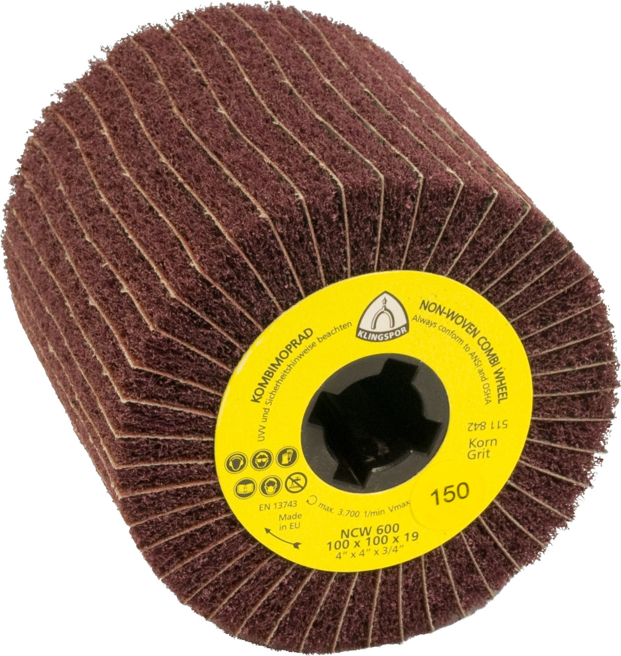Nylon Web Mop - (Ncw600) Non-Woven/Aluminium Oxide 100Grit 110X100X19Mm