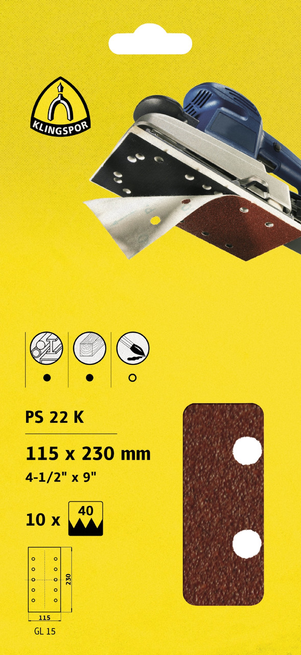 Abrasive Strip - (Ps22) Paper/Aluminium Oxide/Gl15/5X10-Pack (50 Strips) 60Grit 115X230Mm