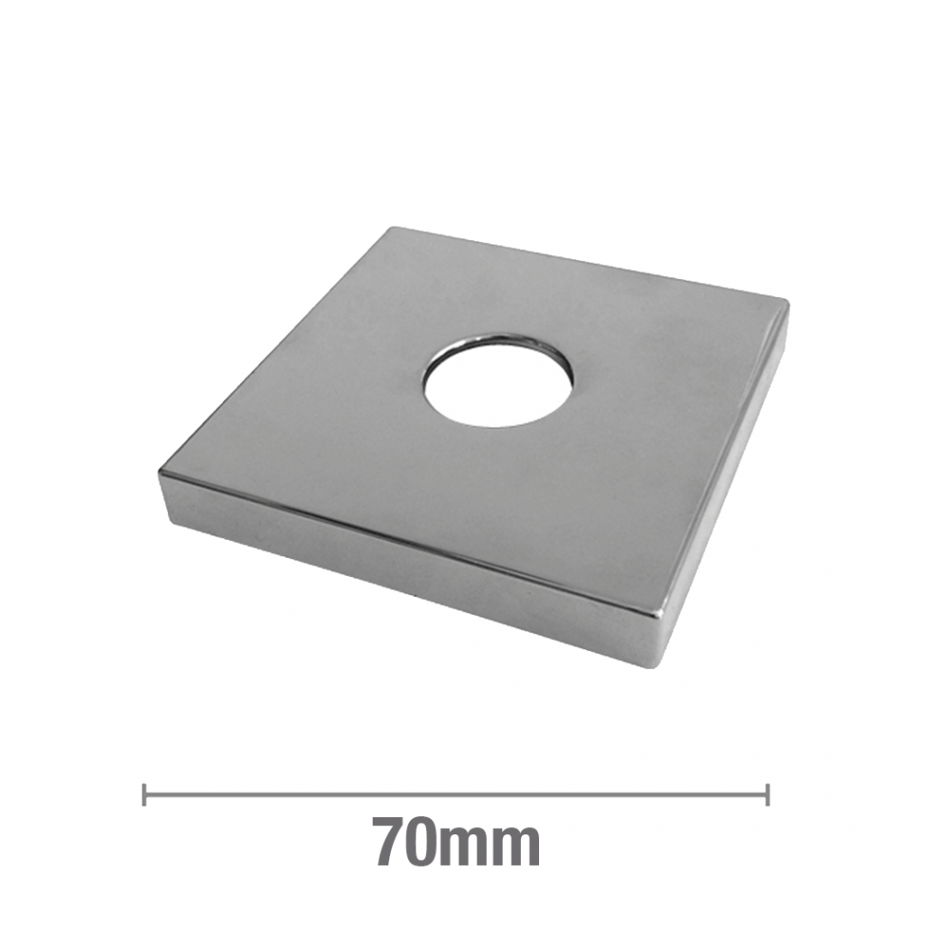 Cover Plate Chrome Plated Square 70X70Mm 1/2Inch Bsp (10Mm Rise)