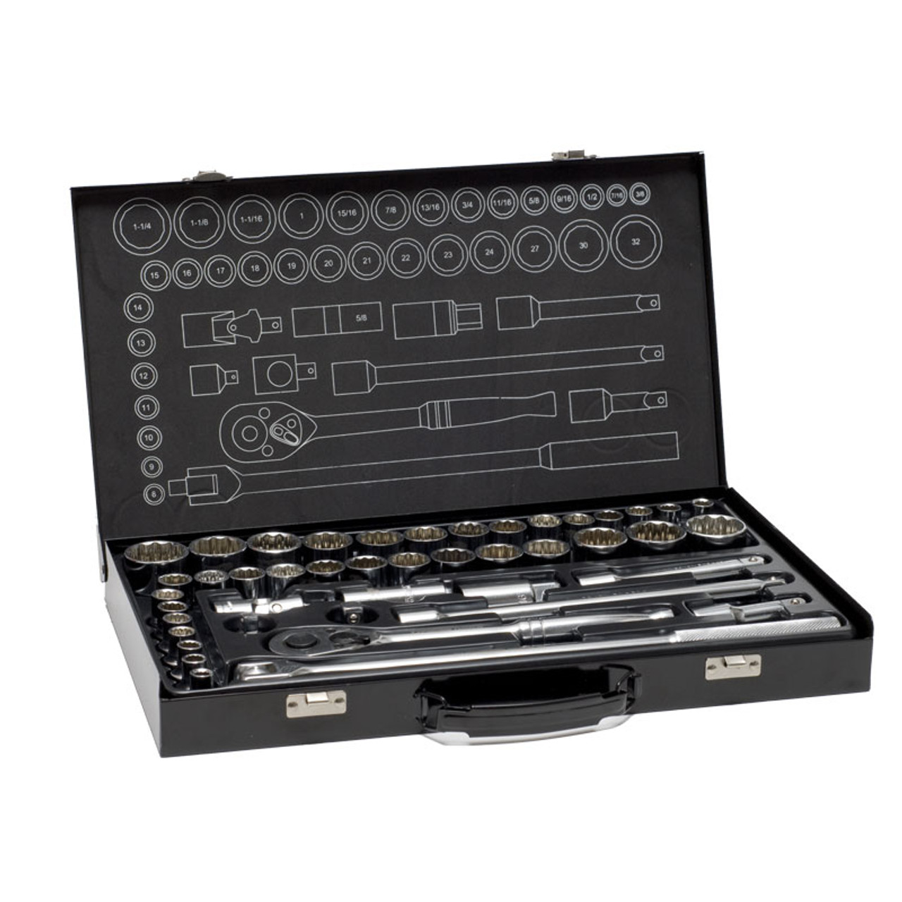 Socket Set 43 Pce, 1/2" Dve Af & Metric