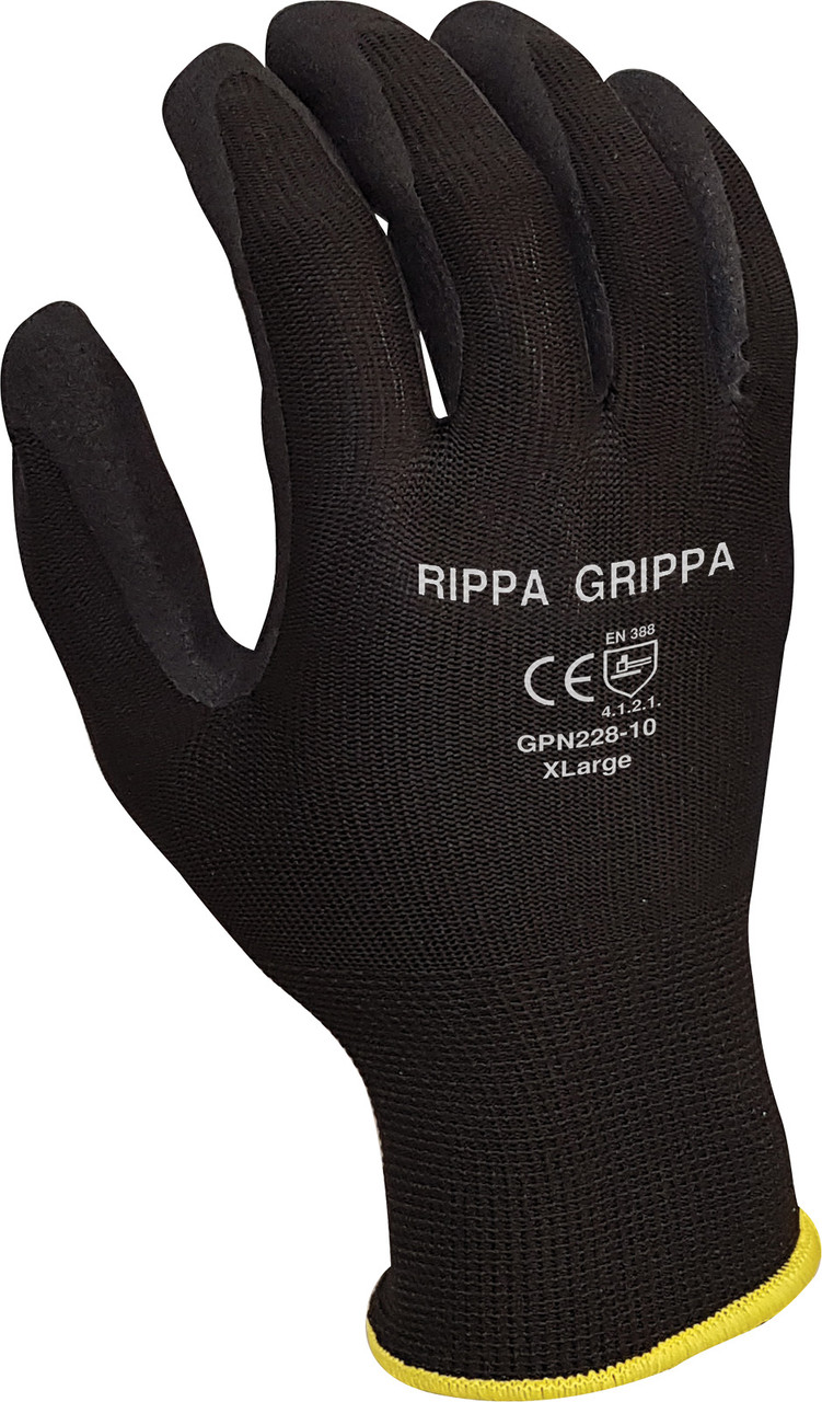 'Rippagrippa' Black Nitrile On Polyester Glove - Medium