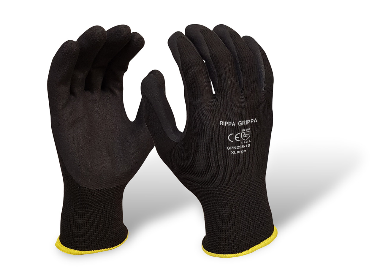 'Rippagrippa' Black Nitrile On Polyester Glove - Medium