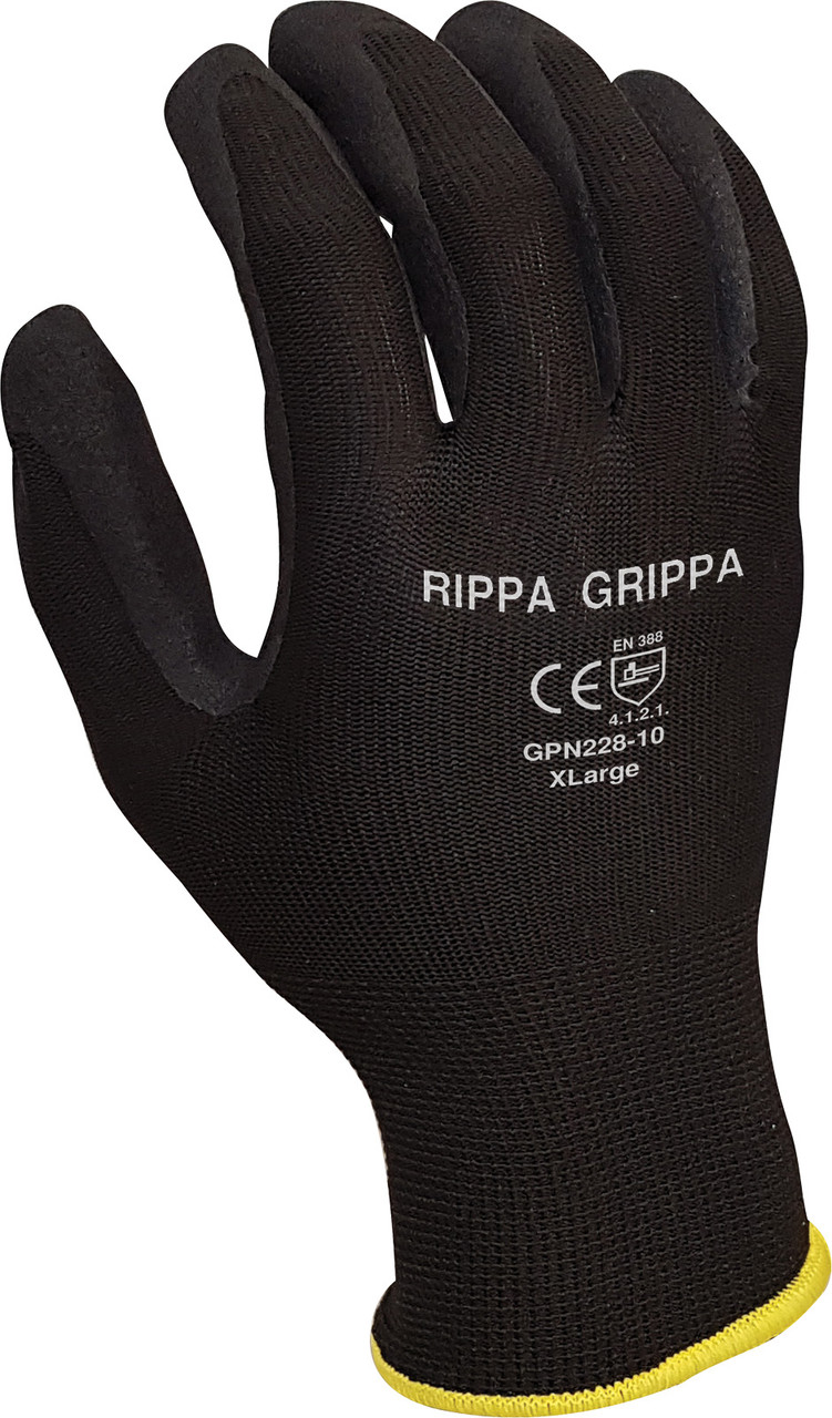 'Rippagrippa' Black Nitrile On Polyester Glove - Large