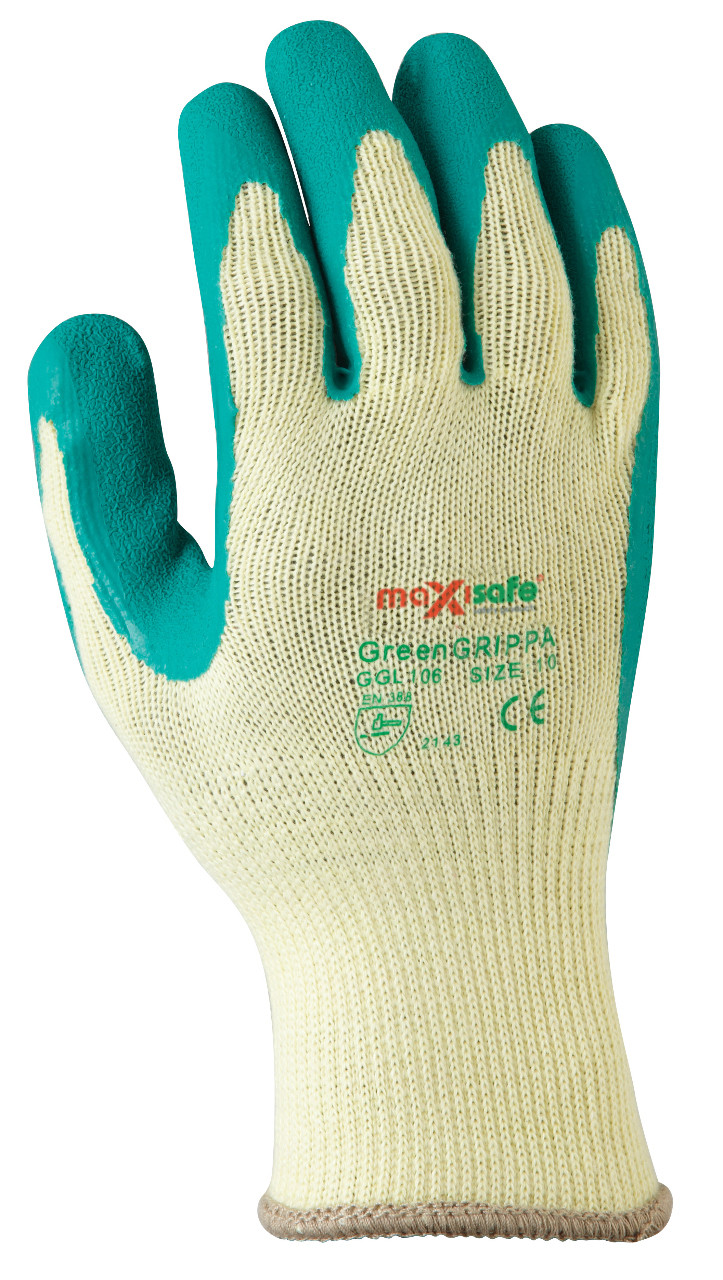 'Green Grippa' Knitted Poly Cotton, Green Latex Palm - Xlarge