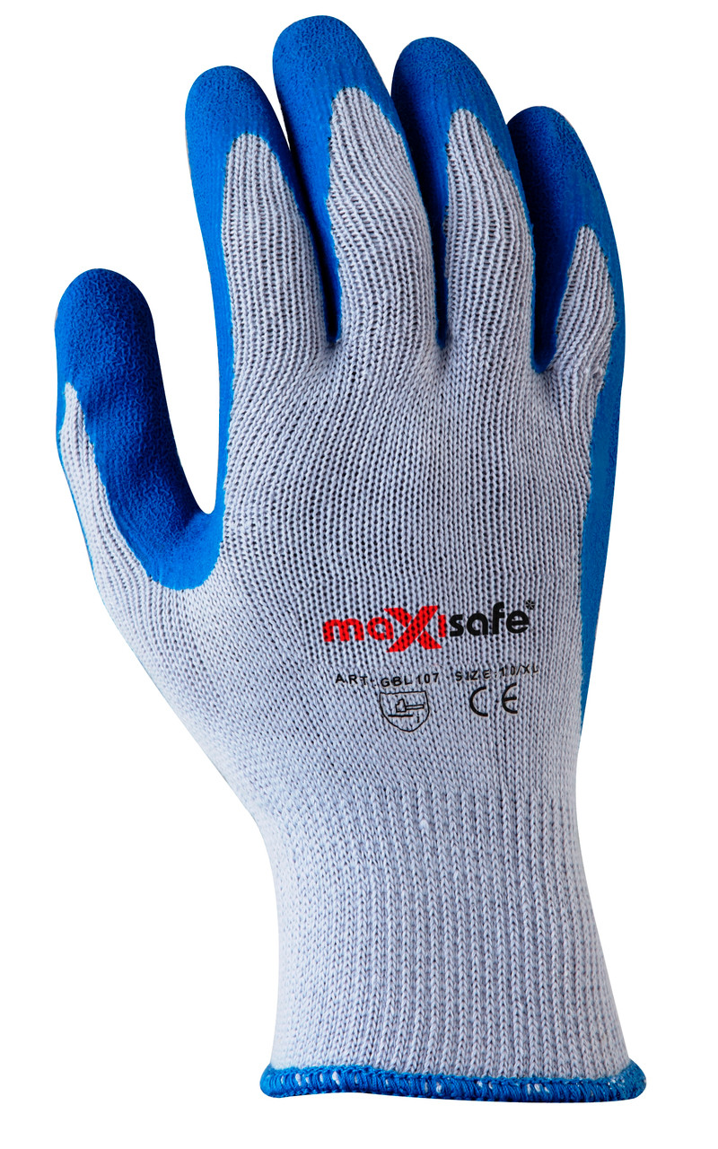 'Blue Grippa' Knitted Poly Cotton, Blue Latex Dipped Palm - Medium