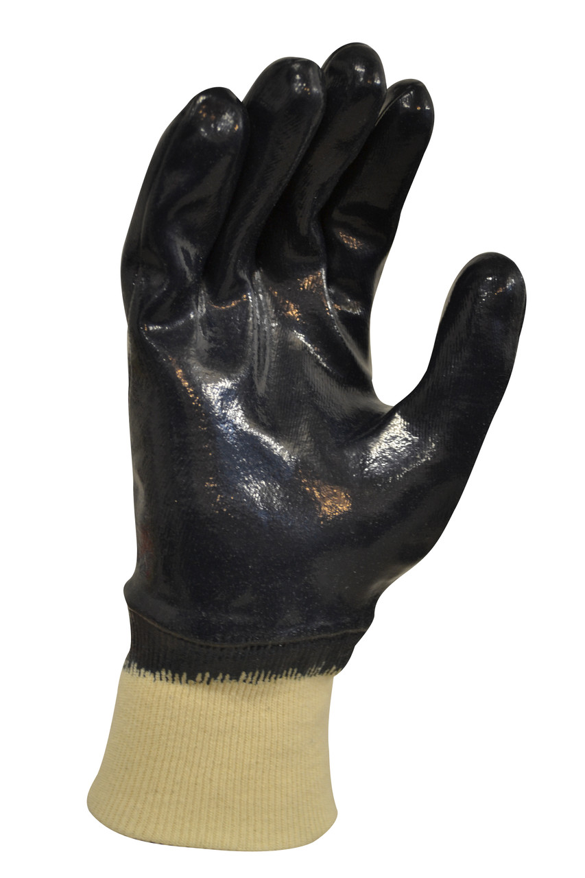 'Blue Knight' Nitrile Fully Coated Glove, With Knit Wrist - Medium