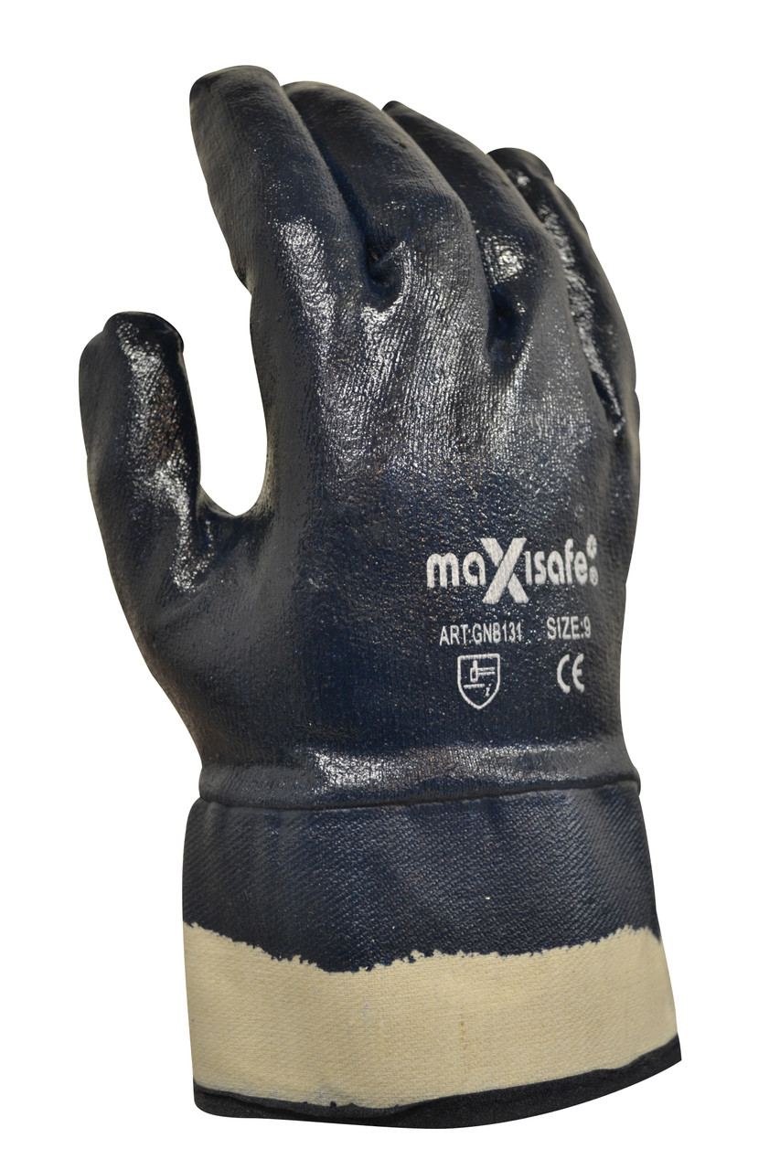 'Blue Knight' Nitrile Fully Coated Glove With Safety Cuff - Xlarge