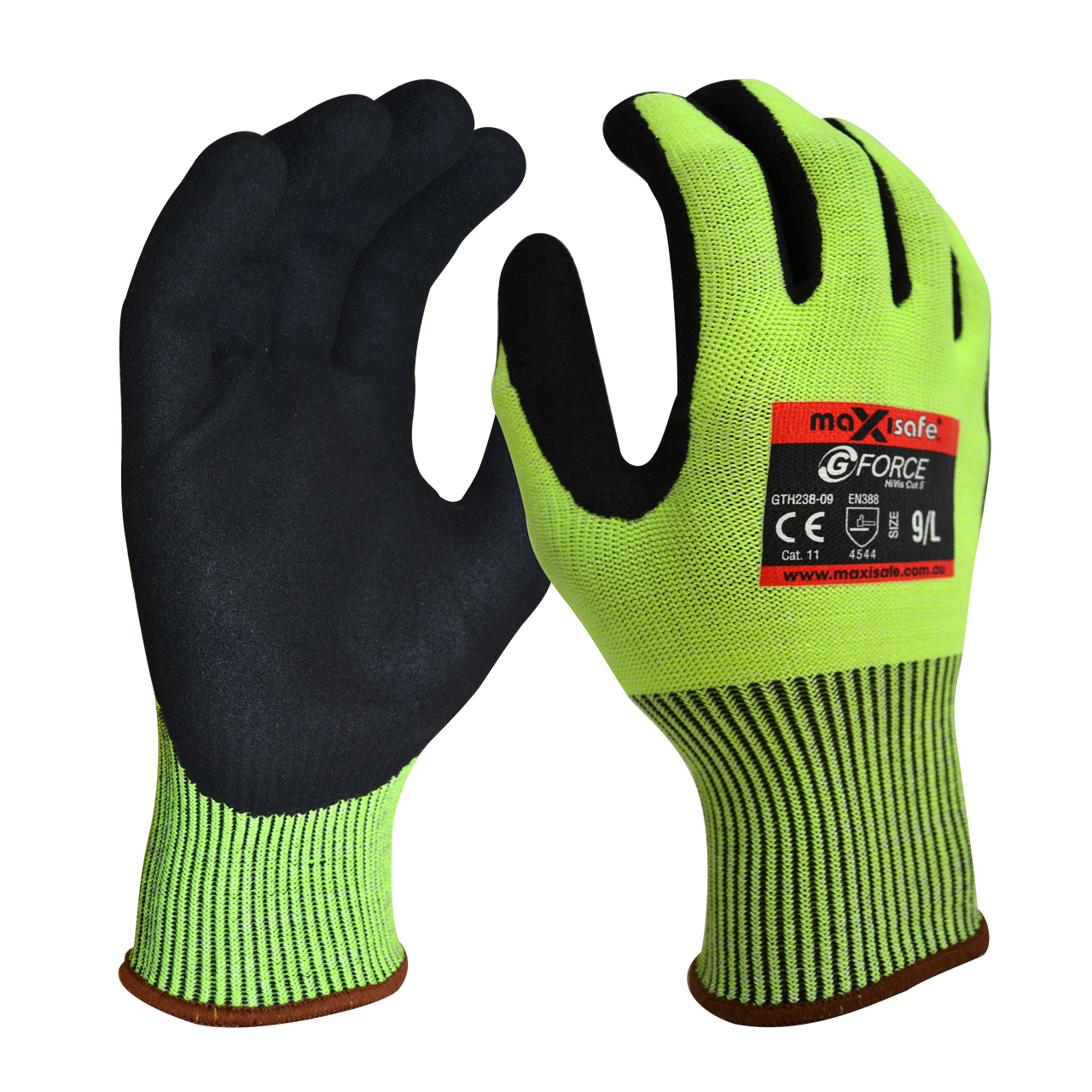 G-Force Hivis Cut Resistant Level C, Nitrile Coated Glove - Large