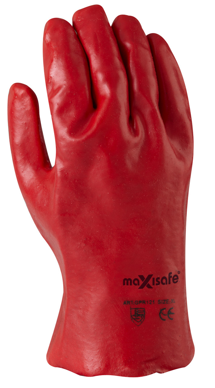 Red Pvc Glove 27Cm, Retail Carded