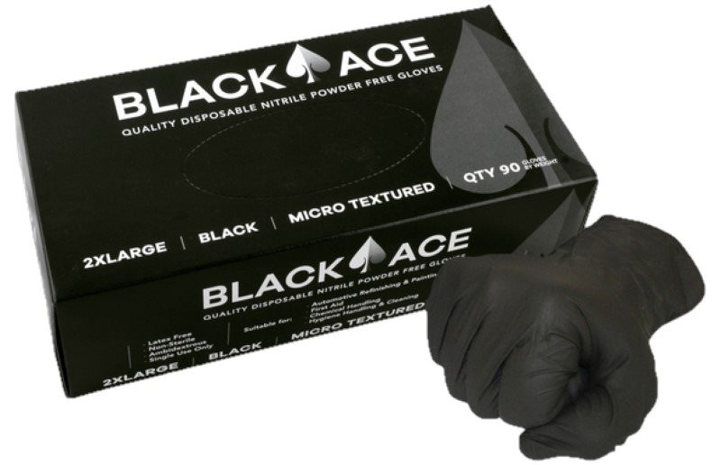 Black Ace Disposable Nitrile Gloves - Xlarge, 100 Per Box
