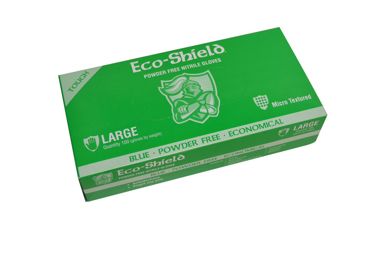 Eco-Shield Blue Nitrile Unpowdered, Large, 100 Per Box