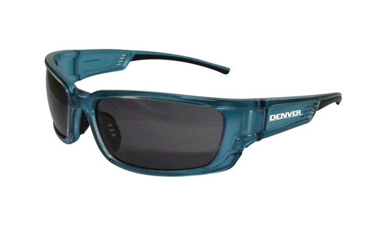 Denver Smoke Lens Safety Specs With Blue Frame