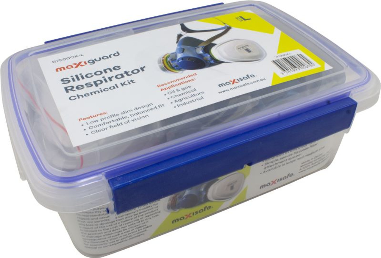 Maxiguard Half Mask Silicone Chemical Painters Kit W/ Abekp2 Cartridges, Medium (Boxed Kit)