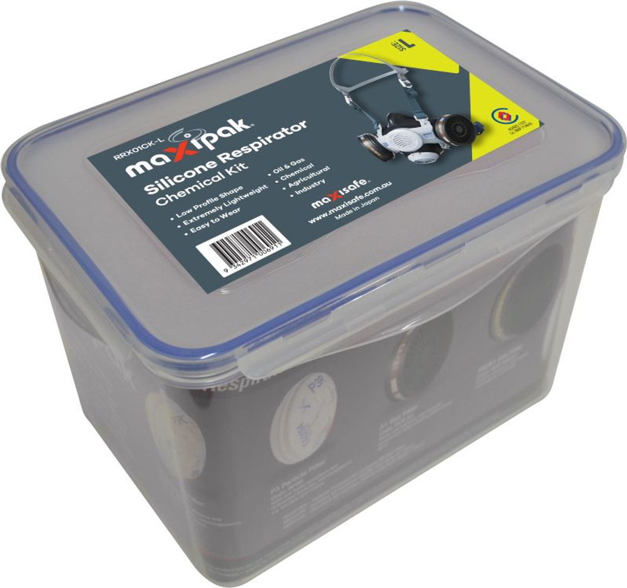Rx01 Maxipak Silicone Half Mask Respirator Chemical Kit - Medium