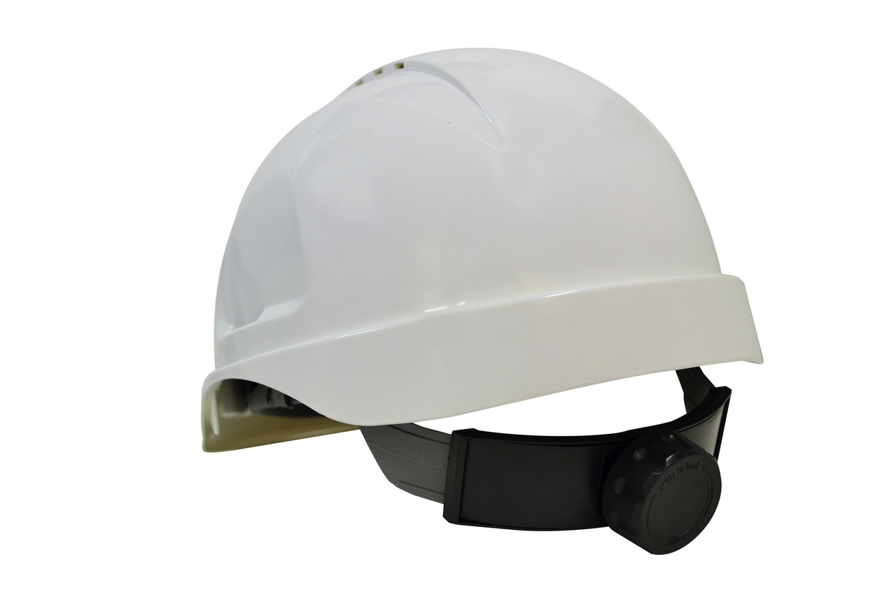 Maxiguard White Vented Hard Hat, Ratchet Harness