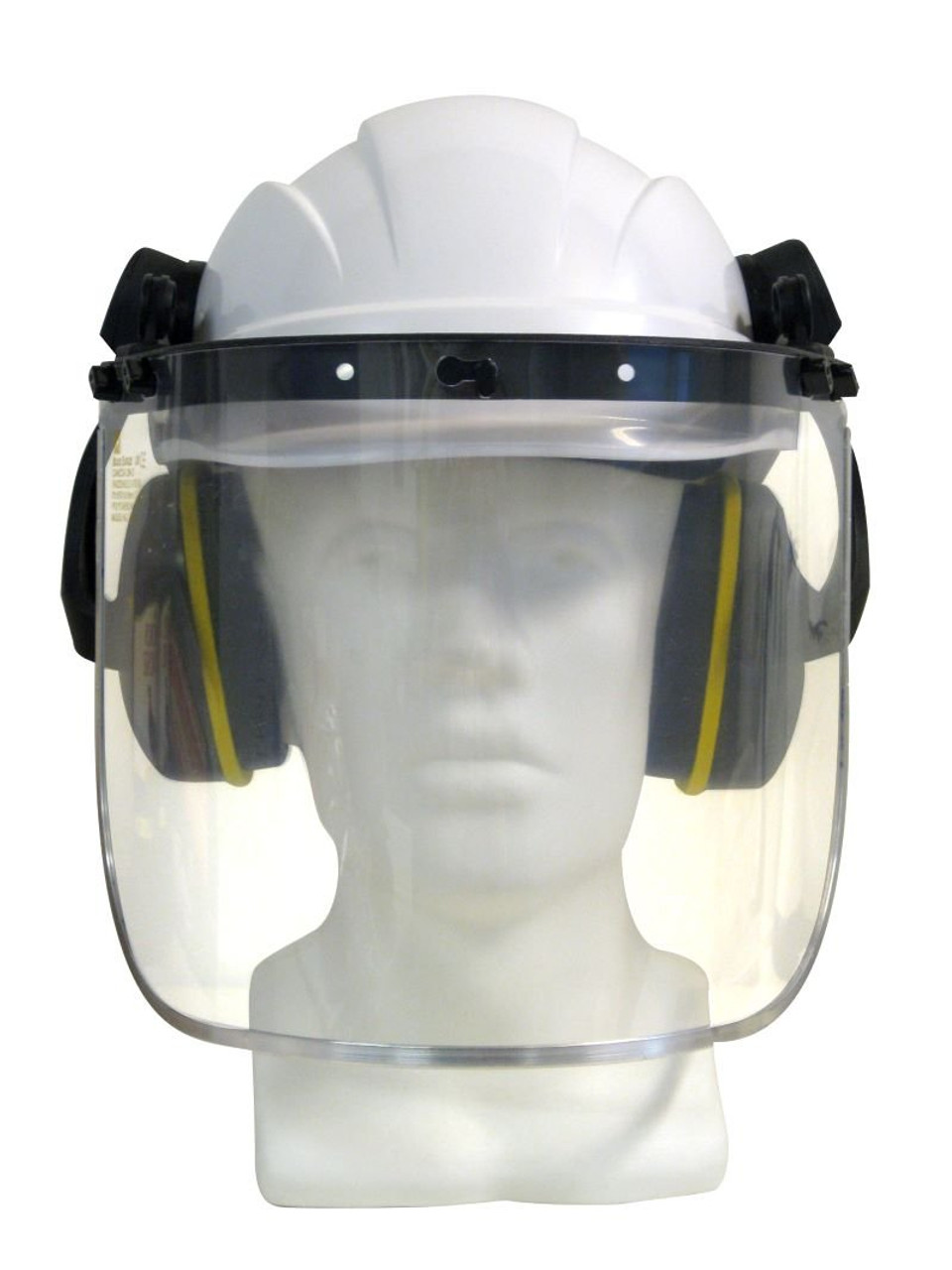 Vented Hard Hat With Clear Visor And Rockman Earmuffs