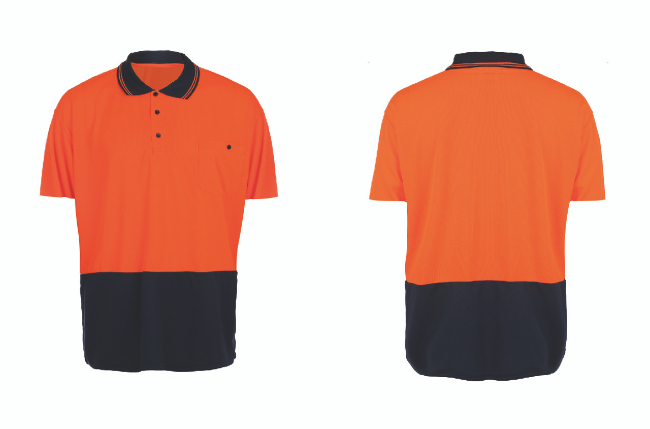 Orange Navy Short Sleeve Polo - Small