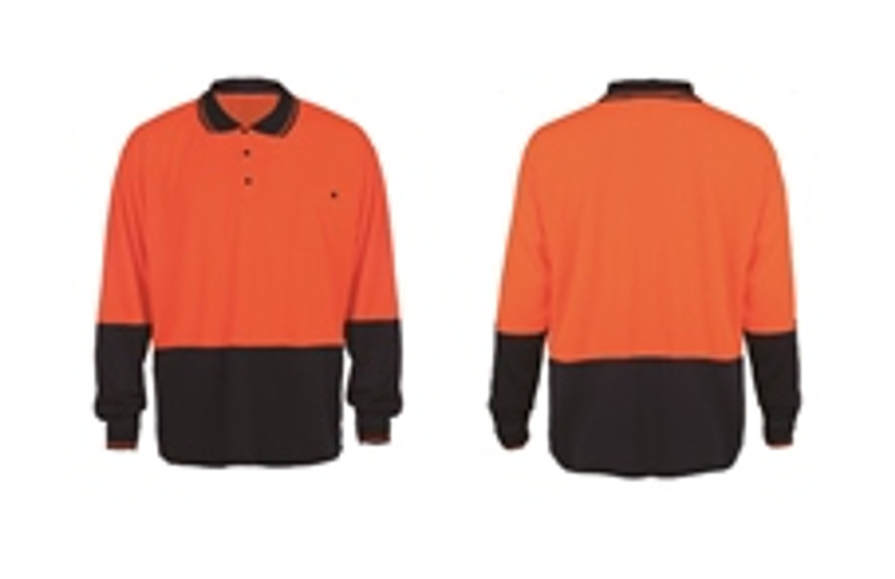 Orange Navy Long Sleeve Polo - Small