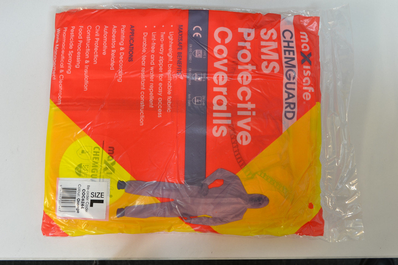 'Chemguard' Sms Disposable Coveralls - Orange - Large
