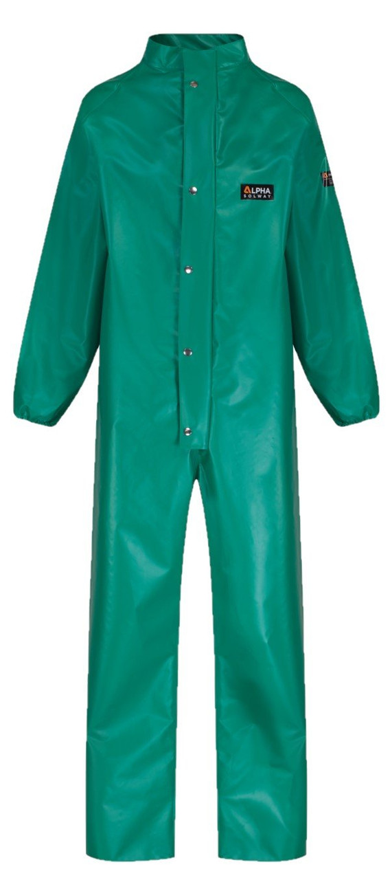 Chemmaster Green Pvc Coverall With Collar - Small