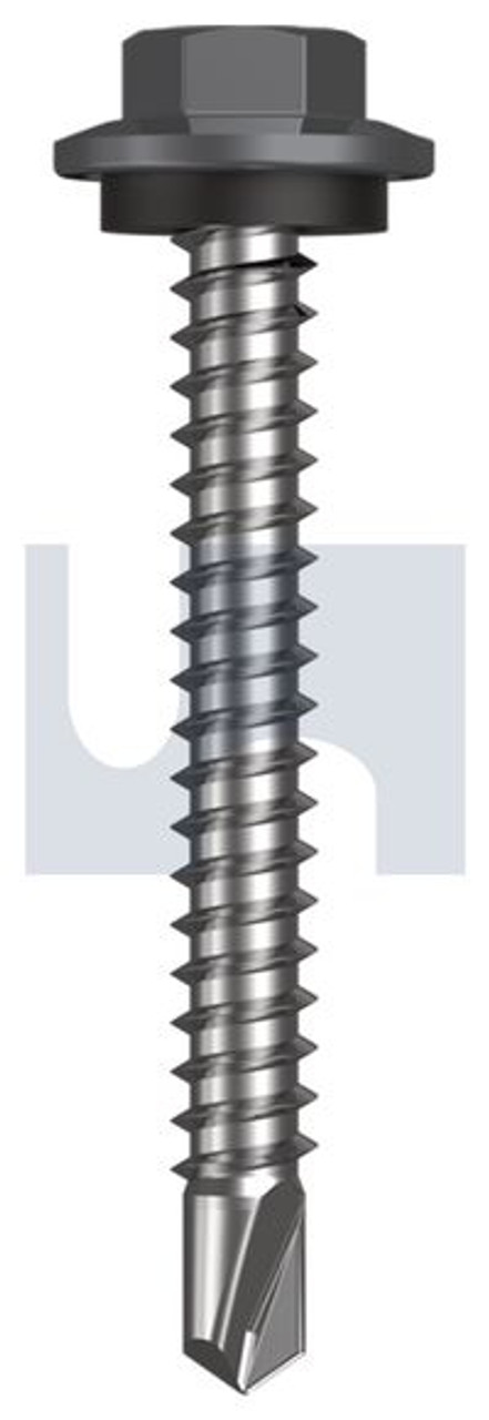 Metal Self Drilling Screw Hex Head + Washer #12-14 X45 Basalt - Cl4