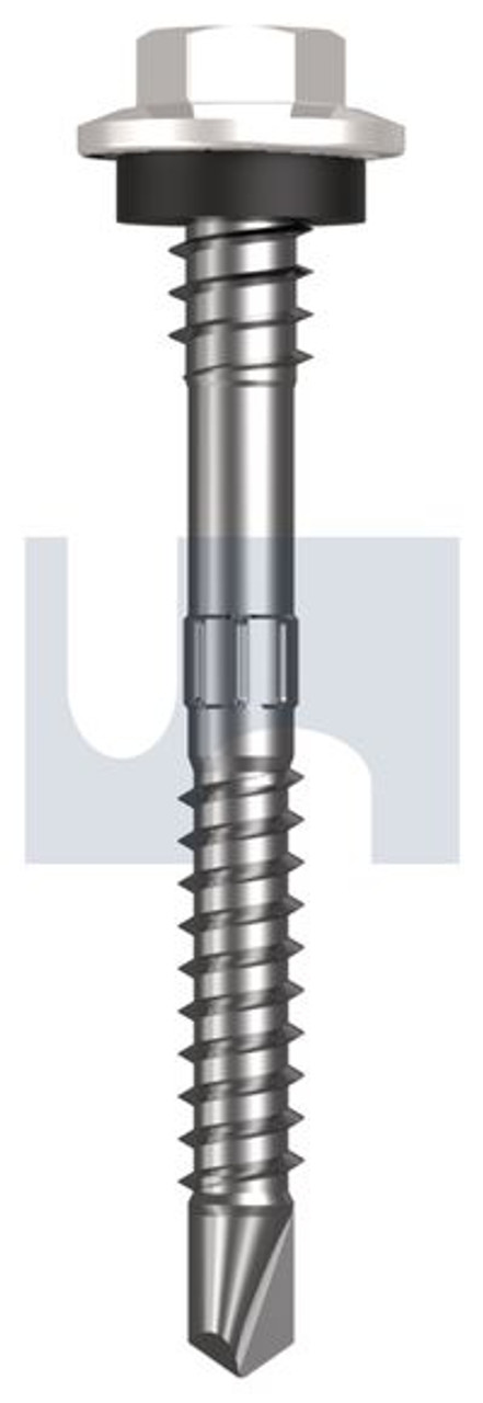 Metal Self Drilling Screw Hex + Washer + Xgrip #12-14 X55 Dove White - Cl4