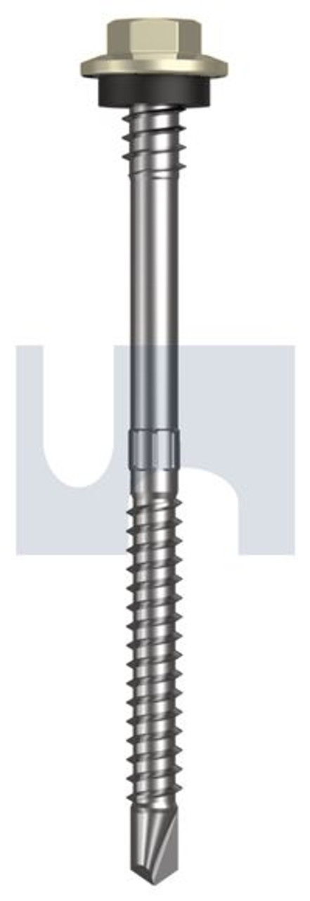 Metal Self Drilling Screw Hex + Washer + Xgrip #12-14 X80 Evening Haze - Cl4