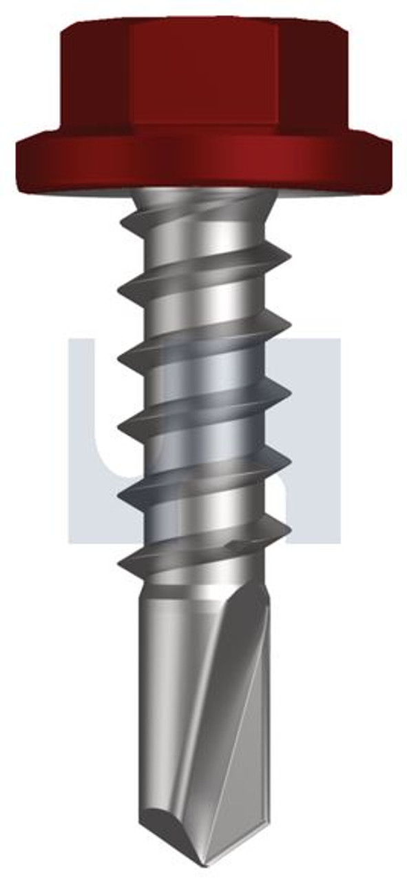 Metal Self Drilling Screw Flanged Hex Head #14-10 X25 Manor Red (Scoria) -Cl4