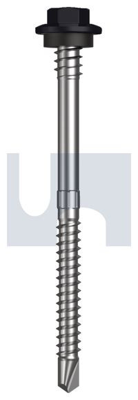 Metal Self Drilling Screw Hex + Washer + Xgrip #12-14 X80 Night Sky (Ebony) -Cl4