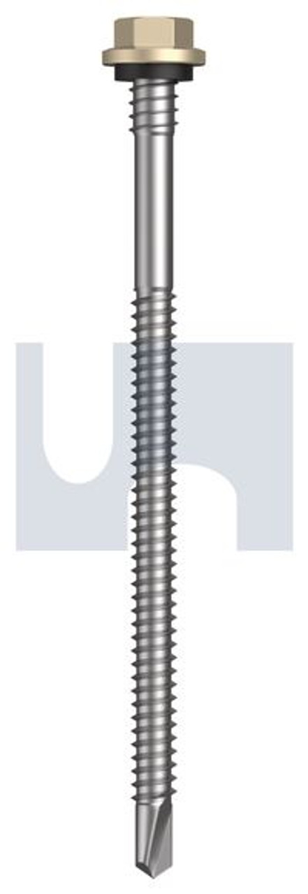 Metal Self Drilling Screw Hex + Washer + Xgrip #14-14 X110 Paperbark - Cl4