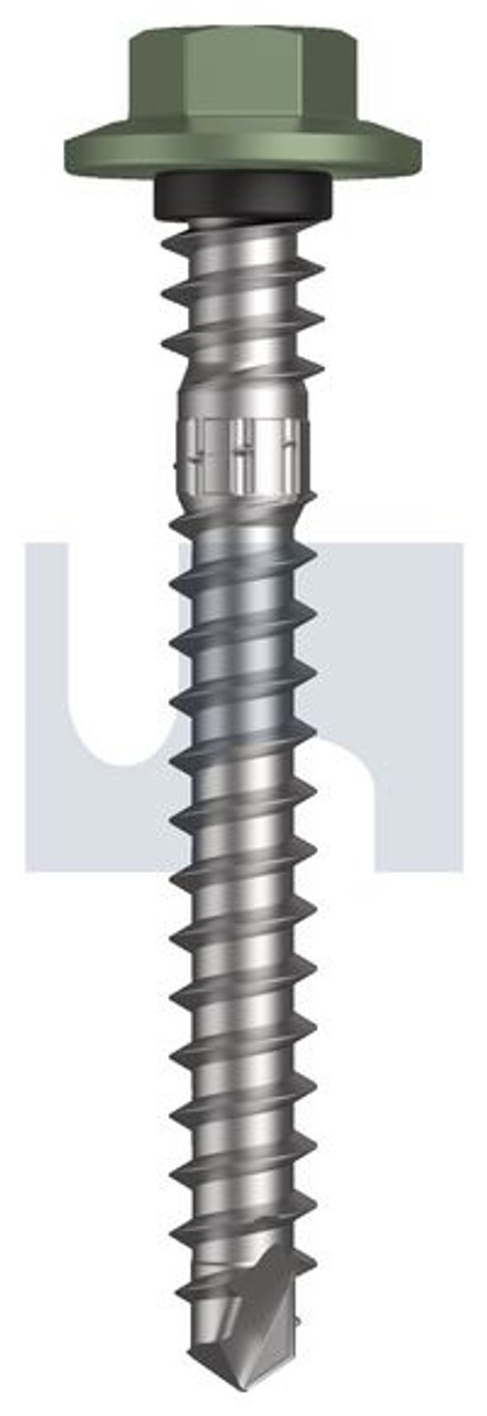 Vmax Self Drilling Screw Hex + Washer + Xgrip M6.2-11 X50 Pale Eucalypt (Mist Green)-Cl4