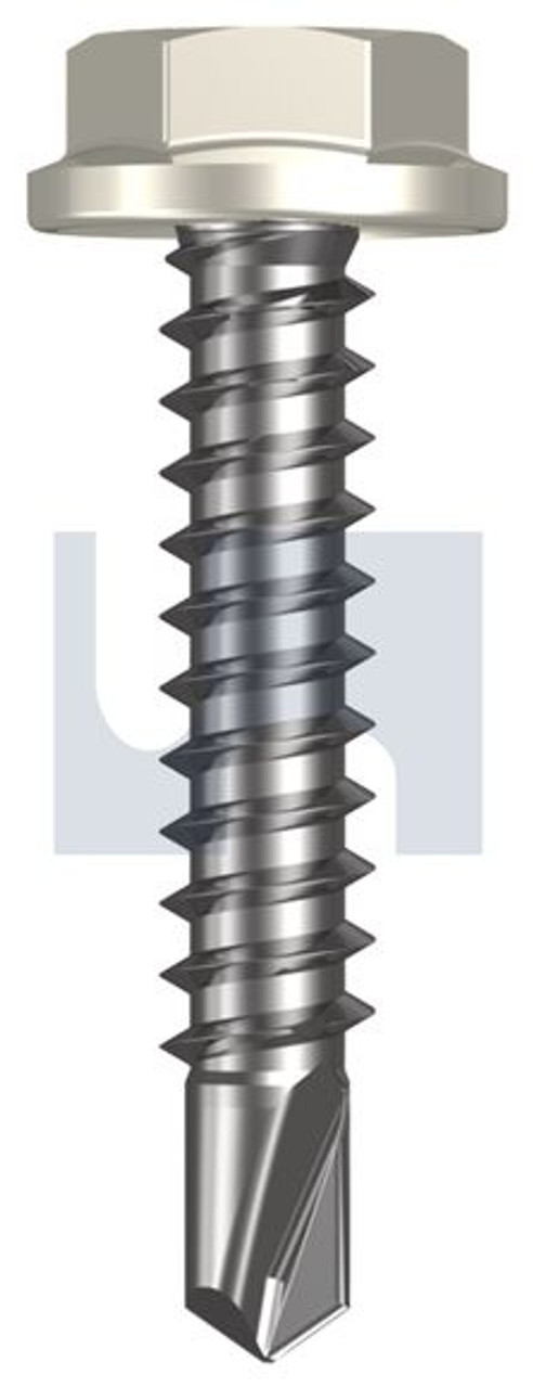 Metal Self Drilling Screw Flanged Hex Head #10-16 X25 Surfmist (Titania) -Cl4