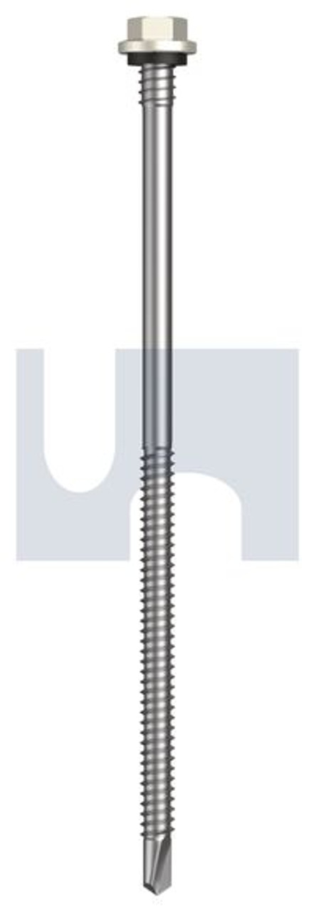 Metal Self Drilling Screw Hex + Washer + Xgrip #14-14 X150 Surfmist (Titania) -Cl4