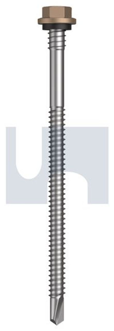 Metal Self Drilling Screw Hex + Washer + Xgrip #14-14 X110 Stone - Cl4