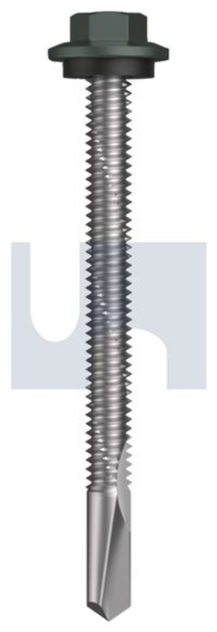 S500 Tiger Self Drilling Screw Hex Head + Washer #12-24 X65 Woodland Grey (Thunder) -Cl4