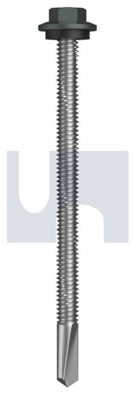 S500 Tiger Self Drilling Screw Hex Head + Washer #12-24 X85 Woodland Grey (Thunder) -Cl4