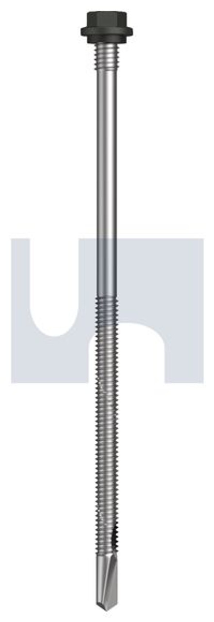 S500 Tiger Self Drilling Screw Hex + Washer + Xgrip #14-20 X150 Woodland Grey (Thunder) -Cl4