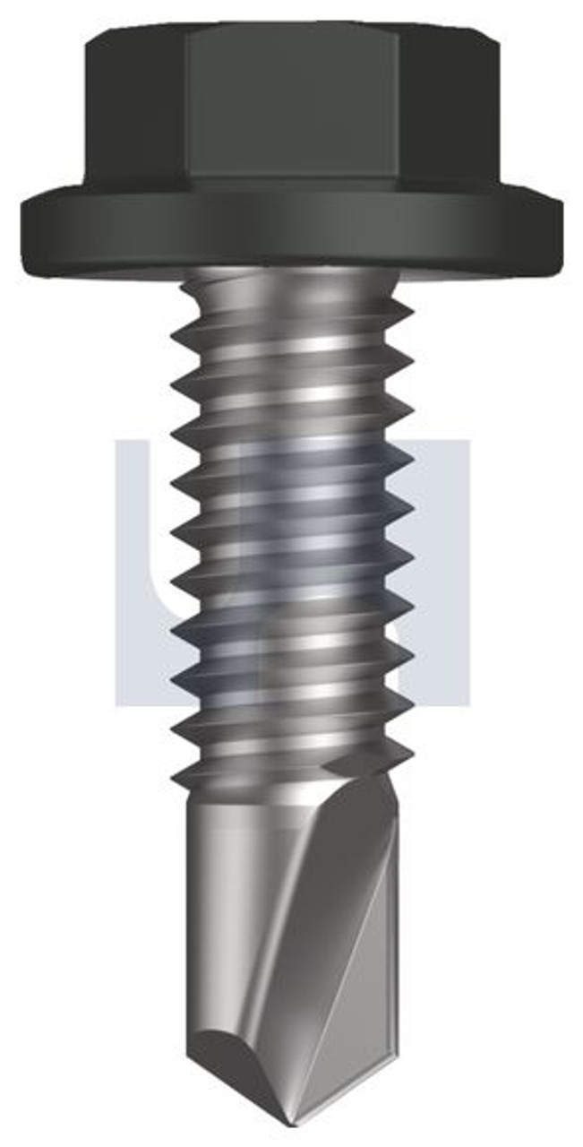 Metal Self Drilling Screw Flanged Hex Head  #14-20 X22 Woodland Grey (Thunder) -Cl4
