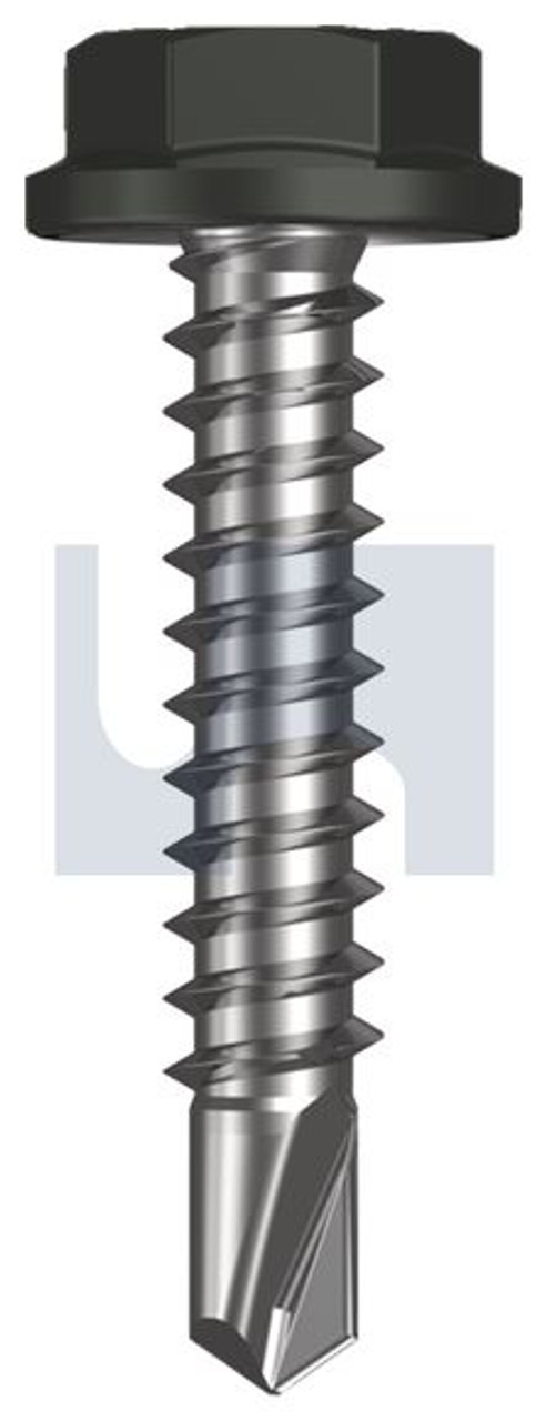 Metal Self Drilling Screw Flanged Hex Head #10-16 X25 Woodland Grey (Thunder) -Zyp