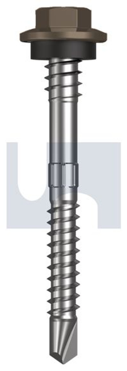 Metal Self Drilling Screw Hex + Washer + Xgrip #12-14 X55 Jasper (Sorrell) -Cl4