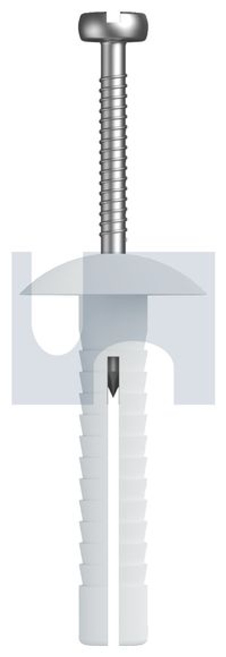 Nail In Anchor-Mushroom Hd Nylon Natural 6.5 X 25 Nylon Body-Steel Pin