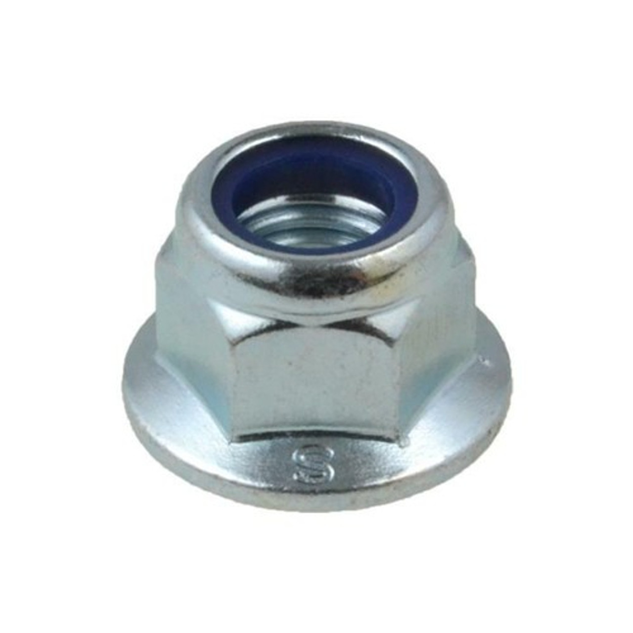 Non-Serrated 1/4" UNC Flange Nyloc Nut Zinc Clear
