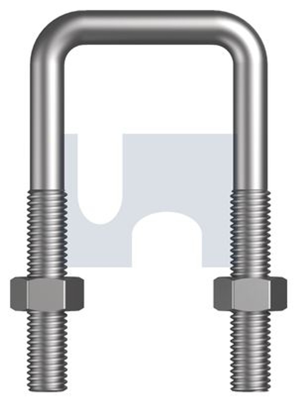 50mm x 165mm (1/2" BSW 2 x 6-1/2) Galvanised Square U-Bolts