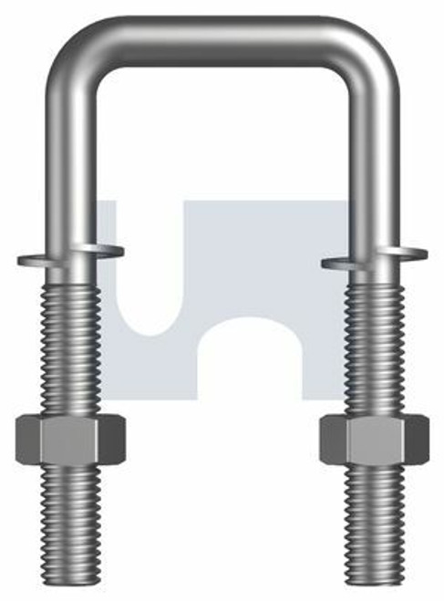 U Bolt Square Kit Spring Wash Hot Dip Galvanised Hec / Mild Steel M12 X 44X110 ( T=50 C/W Nuts & Spring Wash )