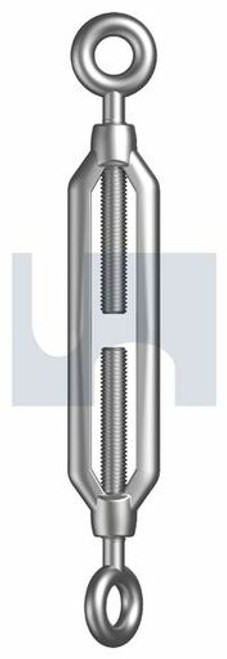 Turnbuckle Eye+Eye Hot Dip Galvanised Hec / Mild Steel M6 X 110 ( L1=86 L2=162 D=8 )
