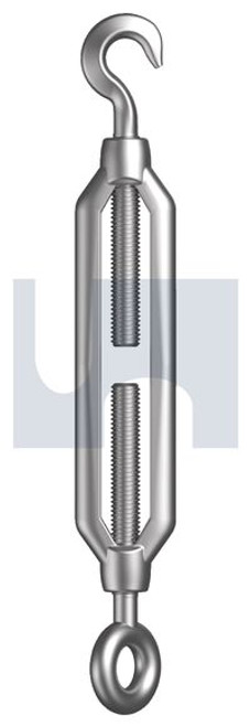 Turnbuckle Hook+Eye Hot Dip Galvanised Hec / Mild Steel M5 X 70 ( L1=48 L2=118 D=6 S=6 )