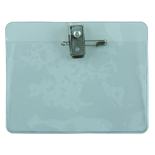 Id Badge Holder W/Pin & Clip Clear (10Pcs)
