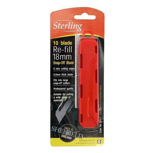 Sterling 18Mm Large Snap Blade (X10) - Carded Sterling 18Mm Large Snap Blade (X10) - Carded