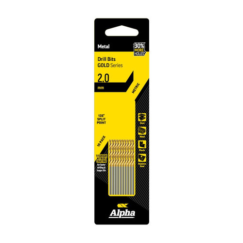 2.0Mm Jobber Drill Bit - Gold Series 10 Pce Trade Pack